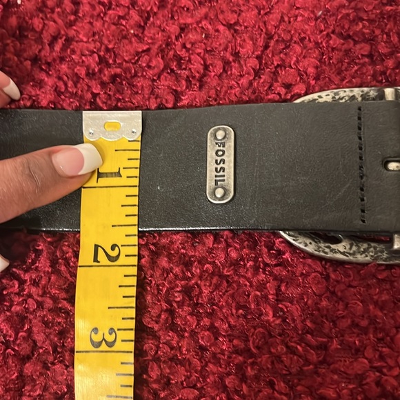 Fossil Womens Belt Medium Black Antique Brass Buckle - Picture 5 of 9